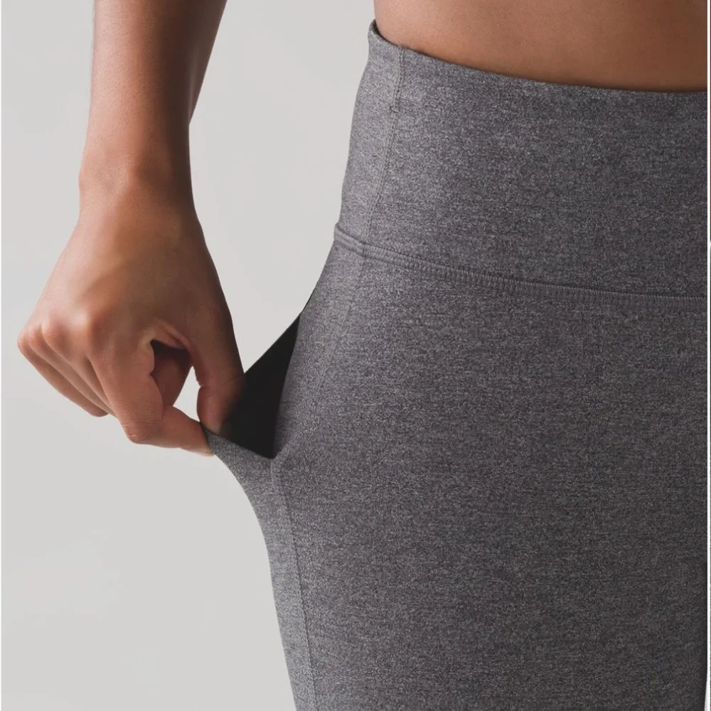 Lululemon Athletica Pace Rival Crop Heathered Black/ Gray Slate Leggings Size 2